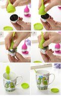 Huayoung 3-pcs Leave-shaped Silicone &amp; Stainless Steel Tea Infusers Useful Tea Filters (Orange) N11