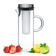 Glass Water Pitcher With Lid &amp; Infuser Rod | Borosilicate Glass Carafe W/ Up To 50Oz/1500ml Capacity | Stainless... N7