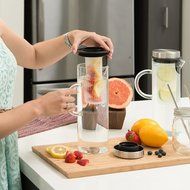 Glass Water Pitcher With Lid &amp; Infuser Rod | Borosilicate Glass Carafe W/ Up To 50Oz/1500ml Capacity | Stainless... N8