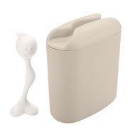 Koziol Hot Stuff Coffee, Tea, Sugar Storage Container With Scoop 500&nbsp;G/17 oz, Taupe/White