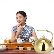 Tea Kettle CHANMOL 50oz Stainless Steel Tea Pot with Infuser Filter Arc Handle ,Best Polished Espresso Coffee... N8