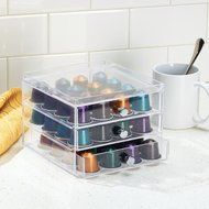 InterDesign Single Serve Coffee Pod Holder for Kitchen Pantry, Countertops - Holds 27 Capsules, Clear N15