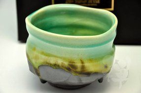 Japanese Mino Yaki ware Matcha Bowl Green Tea 11.5 / 11.5 / 8.5cm (4.5 / 4.5 / 3.3inch)[7358] N2