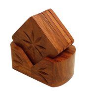 Crafts'man Handmade Beautiful Retro Wood Coaster Set N3