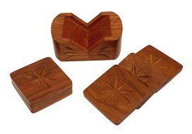 Crafts'man Handmade Beautiful Retro Wood Coaster Set N4