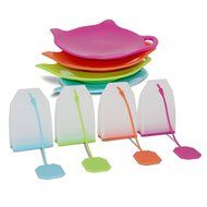 Tea Infusiast 8 Piece Premium Silicone Loose Leaf Infuser and Bag Holder Set N5