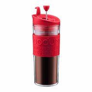 Bodum Double-Wall 16-Ounce Thermal Plastic Travel Coffee and Tea Press with Bonus Tumbler Lid, Red N4