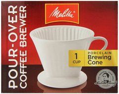 Melitta 64101 Porcelain #2 Cone Brewer with Cone Coffee Filter #2 - Natural Brown 100 Count N4