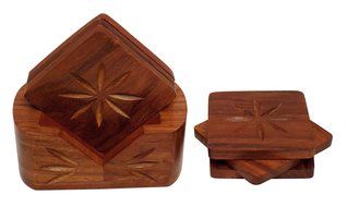 Crafts'man Handmade Beautiful Retro Wood Coaster Set N5