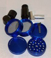 SMART CRUSHER&reg; Blue 5 Piece 2" NEW Design Herb - Pollen Coffee Grinder combo free pollen scrapper N2