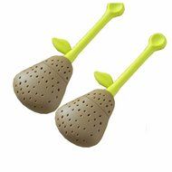 GOOTRADES Silicone Perforated Pear Shaped Tea Strainer Filter (pack of 2) (Brown) N3