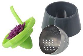 Fackelmann 49115 2x2, 8" Tea Ball "Lotus" With Cup, Green/Pink/Grey N3