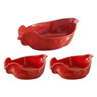 Revol Happy Cuisine Red Pepper 3 Piece Poultry Roaster and Side Dish Bake and Serve Set