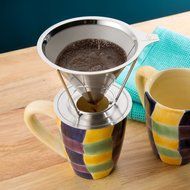 Marvellissimo Stainless Steel Pour Over Coffee Dripper - Reusable Double Layer Fine Mesh Filter Cone And Separate... N4