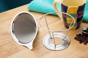 Marvellissimo Stainless Steel Pour Over Coffee Dripper - Reusable Double Layer Fine Mesh Filter Cone And Separate... N5