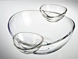 (Multi-function Servingware) Felli- Crystal clear acrylic serving bowl set. 12.5" Mixing salad bowl and 2 sauce... N2