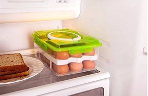 Egg Storage Box Food Container Keep Eggs Fresh Organizer Kitchen Supplies (Red) N6