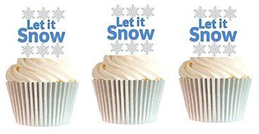 24pk Let it Snow Snowflakes Edible Cupcake Decoration Topper Picks