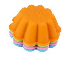 Bakerpan Silicone Mini Cake Pan, Flower Shape Large Muffin Cup, 3 1/2 Inch Baking Cups, 4 Pack