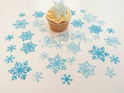 38 Edible Snow Queen Snowflake Collection Pre Cut Wafer Cupcake Toppers Novelty