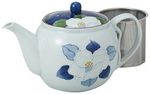 Saikai Pottery White Flower Kyusu Japanese Teapot with super stainless strainer 60183 from Japan