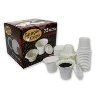 Disposable Cups for Use in Keurig&reg; Brewers - Simple Cups - 25 Cups, Lids, Filters with Easy Close Stand - Use...