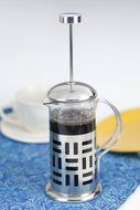 French Press Coffee Maker - Single Serve - Decorative Heat Resistant Glass &ndash; Stainless Steel Plunger N6