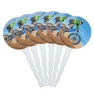 Set of 6 Cupcake Picks Toppers Decoration Sports and Hobbies - Bowling Ball N32