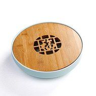 CCWY High-grade matte hollow bamboo tea kungfu Ding Fu tea ceramic tea Sheng Shui Zhu circular trays,White character... N2