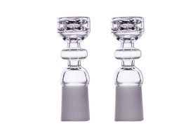 MERITOP Pure Crystal Quartz Double Stack Stacker Diamond Knot (14mm Male) N27