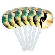 Set of 6 Cupcake Picks Toppers Decoration Sports and Hobbies - Bowling Ball N34