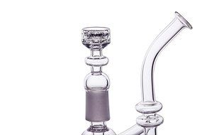 MERITOP Pure Crystal Quartz Double Stack Stacker Diamond Knot (14mm Male) N28