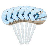 Set of 6 Cupcake Picks Toppers Decoration Sports and Hobbies - Bowling Ball N38