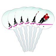 Set of 6 Cupcake Picks Toppers Decoration Sports and Hobbies - Bowling Ball N48