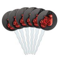 Set of 6 Cupcake Picks Toppers Decoration Sports and Hobbies - Bowling Ball N49