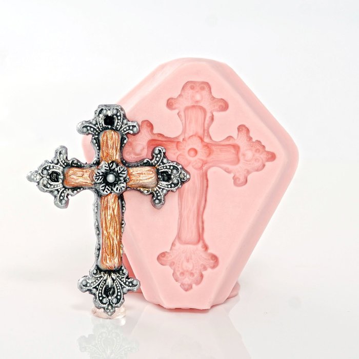 Rustic Cross Silicone Mold Food Safe Fondant, Candy, Chocolate, Craft, Resin, Clay Flexible Mold