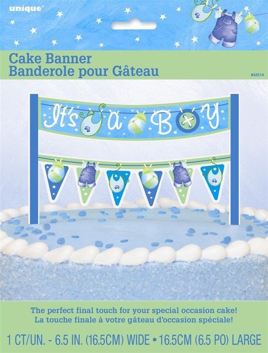 Cardboard Blue Clothesline Boy Baby Shower Cake Bunting Topper N19