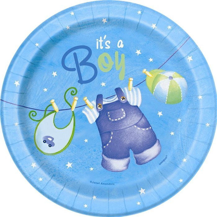 Cardboard Blue Clothesline Boy Baby Shower Cake Bunting Topper N23