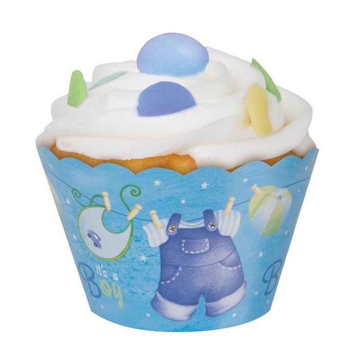 Cardboard Blue Clothesline Boy Baby Shower Cake Bunting Topper N26