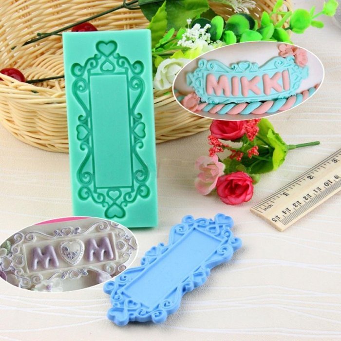 Genenic DIY Baking Silicone Fondant Mould Cake Mirror Frame Mold N7