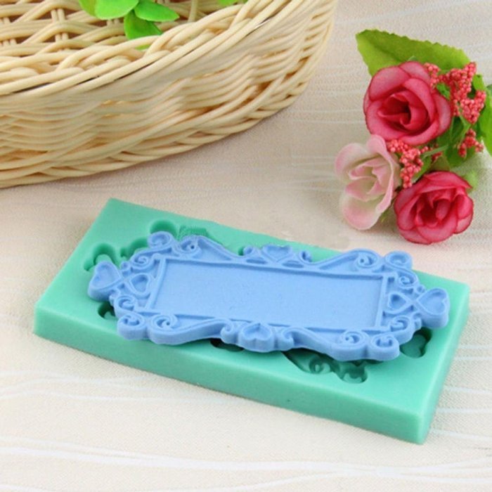 Genenic DIY Baking Silicone Fondant Mould Cake Mirror Frame Mold N8