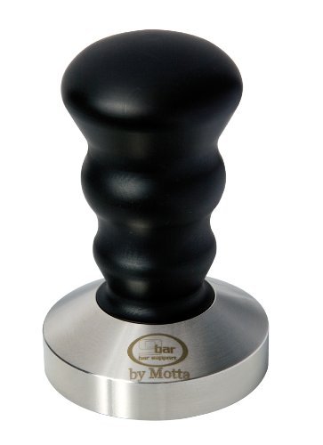 Motta MO-00650/58 Professional BAR9 Coffee Tamper with Flat Base and Black Curled Handle, 58mm, Black