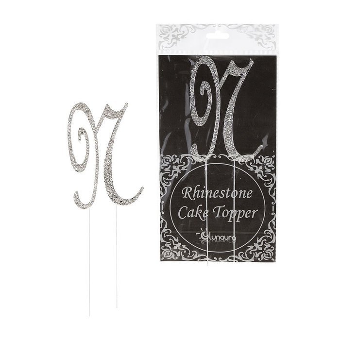 Lunaura - Sparkling Rhinestone Letter Cake Topper - N