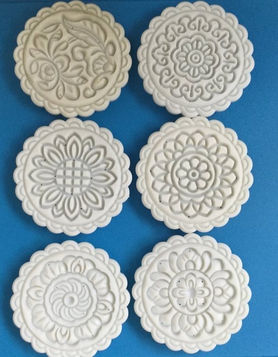Giftshop12 Mooncake Molds Cookie Cutter Molds Extra Large Round 6 Stamps 250g N3