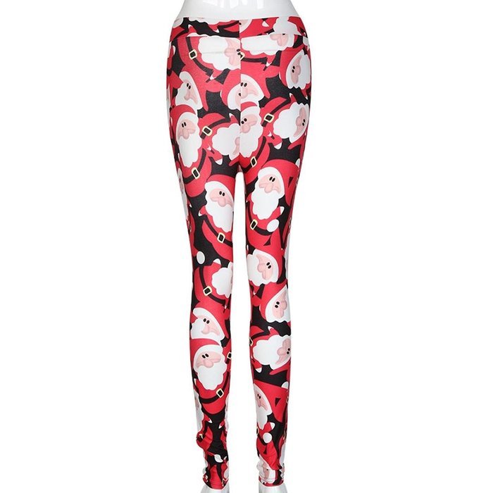 PHOTNO Fashion Women Christmas Skinny Printed Stretchy Pants Leggings N9