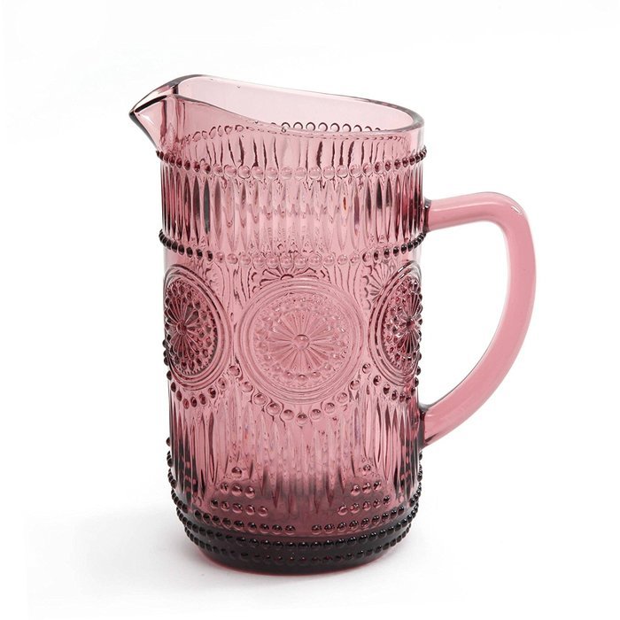 The Pioneer Woman Adeline 1.59-Liter Glass Ice Tea Water Pitcher Bar Drinkware, Plum N3