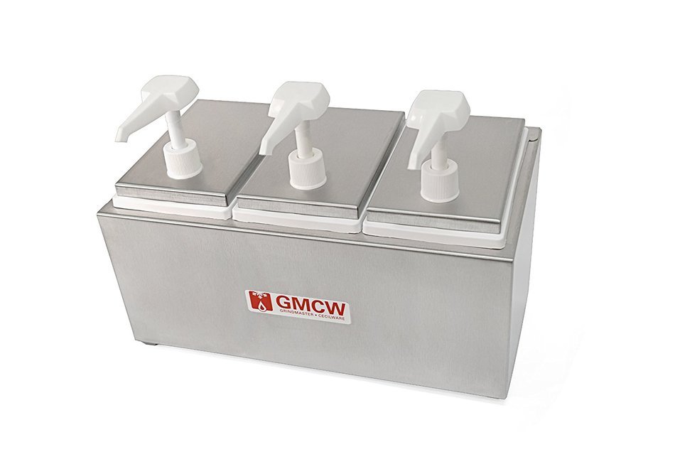Grindmaster Cecilware 344E Economy Pumps Condiment Rail with 3 Plastic Pumps/2 Covers/2 Crushed Fruit Jars/Rails