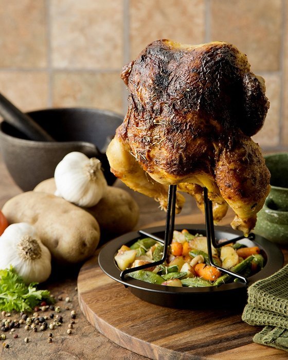 Fox Run Non-Stick Vertical Poultry Roaster with Drip Tray