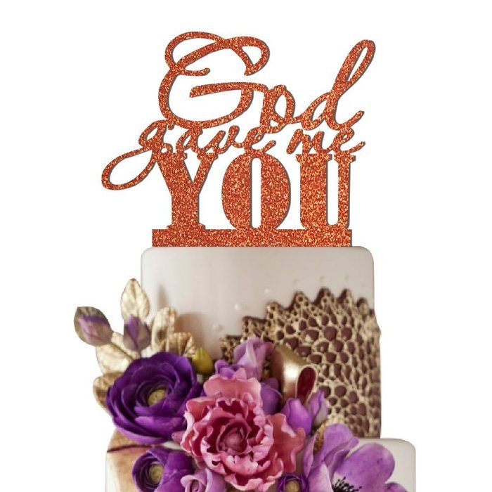 Sugar Yeti Made In USA Wedding Cake Topper God Gave Me You #22 Gold Mirror N5