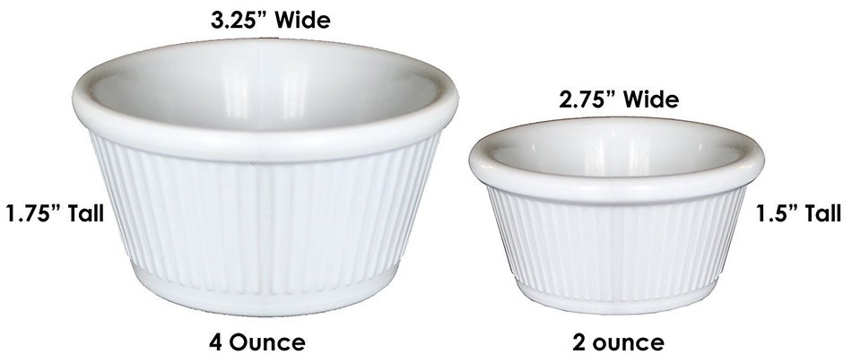 Clipper Fluted Round Stackable Small Melamine Condiment Ramekins with Pan Scraper, White (12-Pack, 2 Ounce) N8